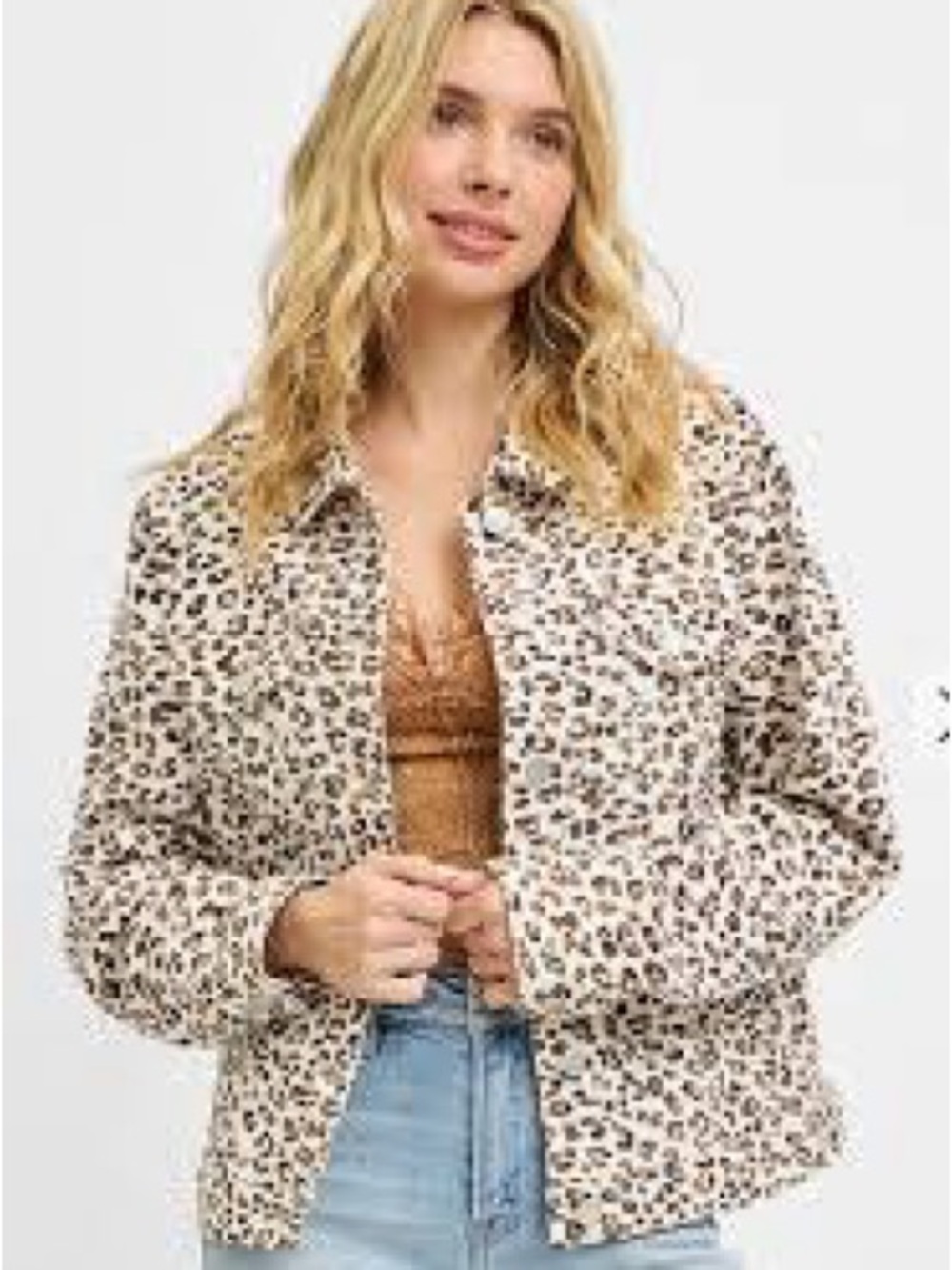 Mystree Cream and Brown Leopard Print Jacket Size Small